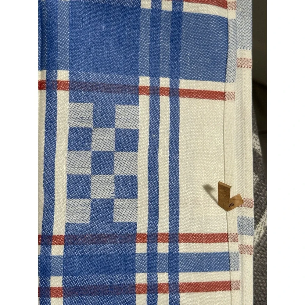 NEW VTG Striped linen tablecloth natural handmade Made Eastern Europe 59x59